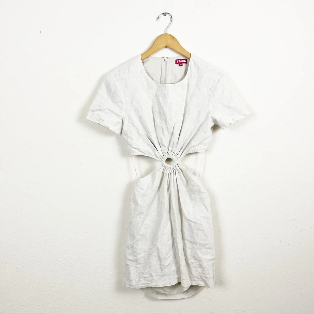 Staud Epona Ring Front Cut Out Linen Mini Dresss Size XS - Picture 4 of 9
